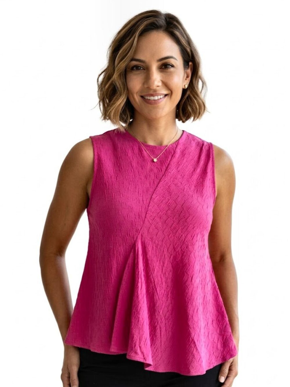 Rachel Comey Cloque Textured Asymmetrical Peplum Top, Fuscia, Womens Size 0